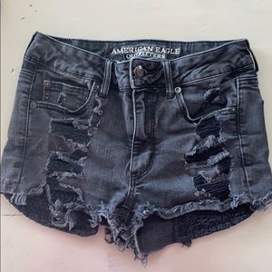 american eagle ripped denim shorts